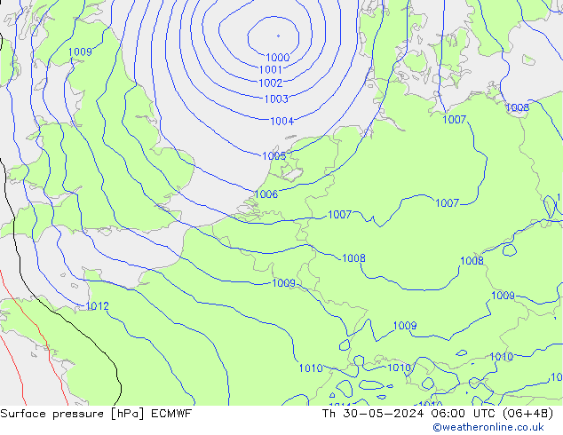 pression de l'air ECMWF jeu 30.05.2024 06 UTC