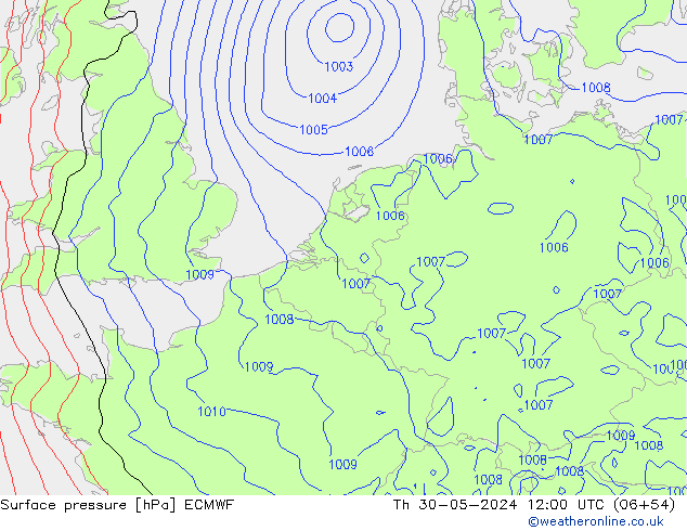 Pressione al suolo ECMWF gio 30.05.2024 12 UTC