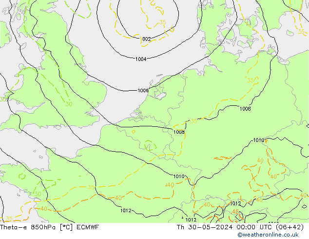 Theta-e 850hPa ECMWF Per 30.05.2024 00 UTC