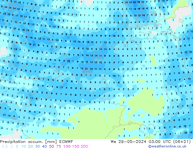 Toplam Yağış ECMWF Çar 29.05.2024 03 UTC