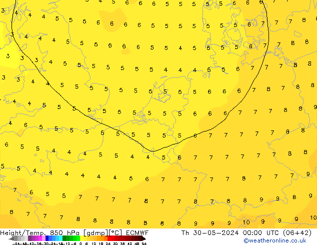 Z500/Yağmur (+YB)/Z850 ECMWF Per 30.05.2024 00 UTC