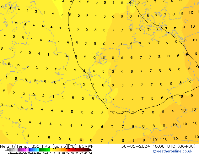 Z500/Rain (+SLP)/Z850 ECMWF Do 30.05.2024 18 UTC