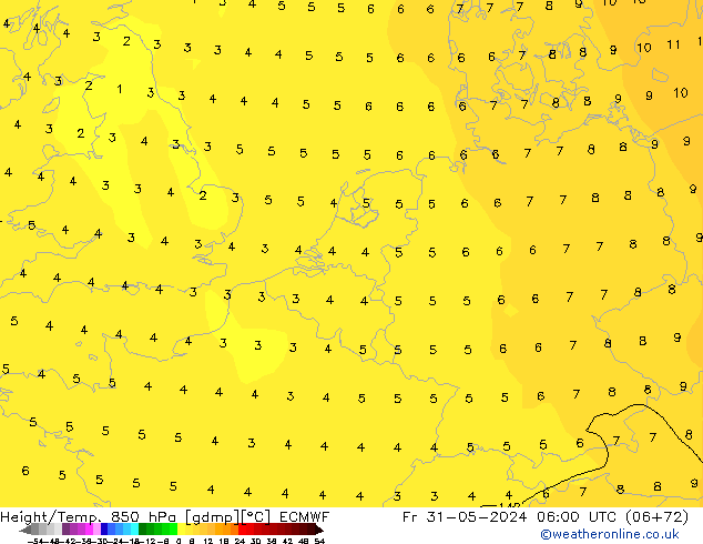 Z500/Rain (+SLP)/Z850 ECMWF vie 31.05.2024 06 UTC