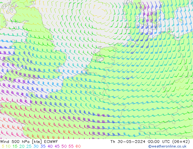 Rüzgar 500 hPa ECMWF Per 30.05.2024 00 UTC