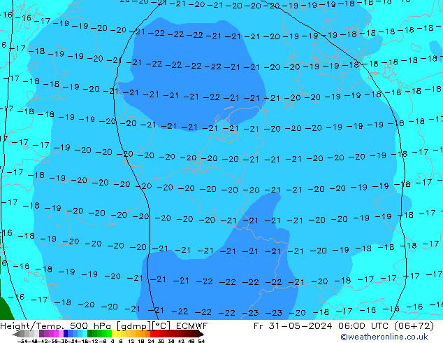 Z500/Rain (+SLP)/Z850 ECMWF vie 31.05.2024 06 UTC