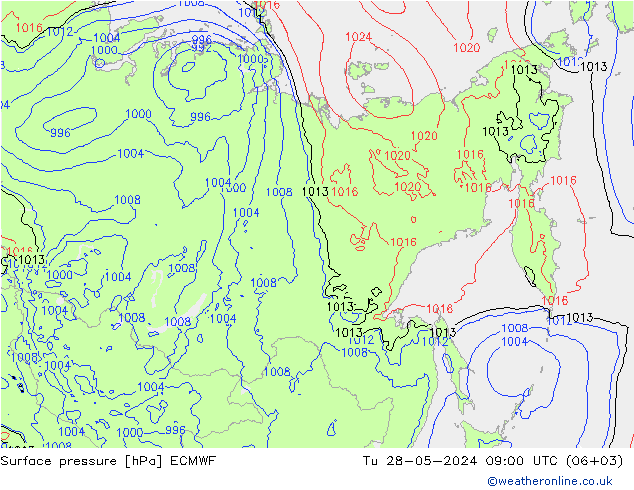 приземное давление ECMWF вт 28.05.2024 09 UTC