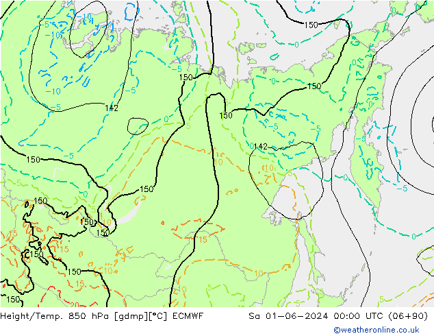 Height/Temp. 850 hPa ECMWF Sa 01.06.2024 00 UTC