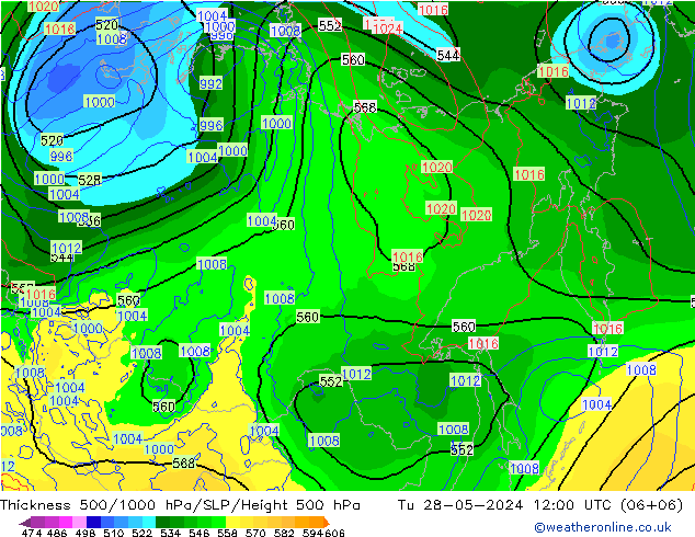 Thck 500-1000hPa ECMWF Ter 28.05.2024 12 UTC