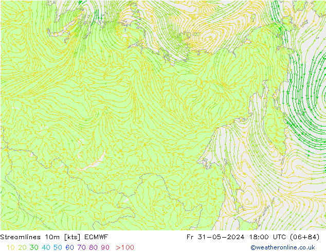 Linea di flusso 10m ECMWF ven 31.05.2024 18 UTC