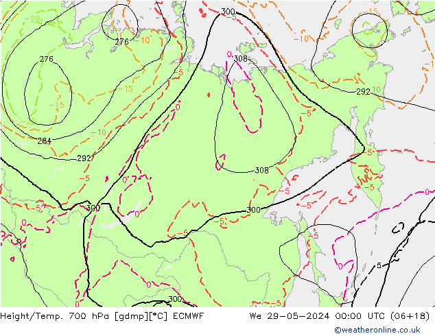 Height/Temp. 700 hPa ECMWF  29.05.2024 00 UTC