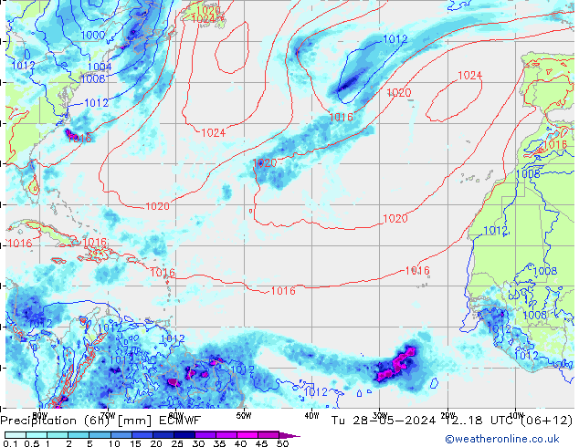 Yağış (6h) ECMWF Sa 28.05.2024 18 UTC