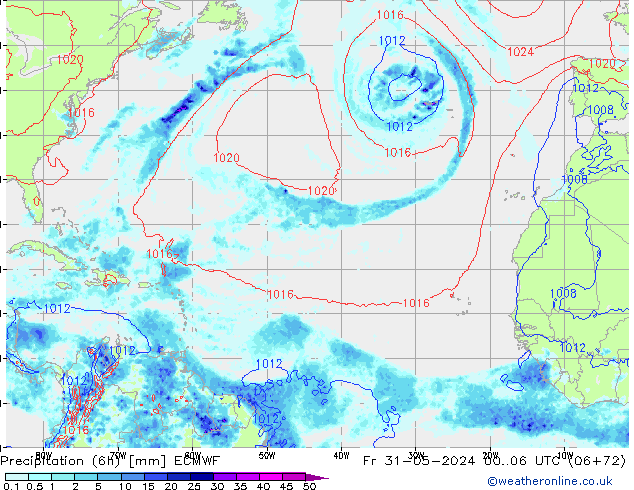 Z500/Regen(+SLP)/Z850 ECMWF vr 31.05.2024 06 UTC