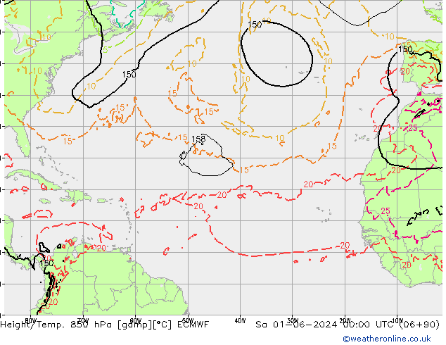Height/Temp. 850 hPa ECMWF so. 01.06.2024 00 UTC