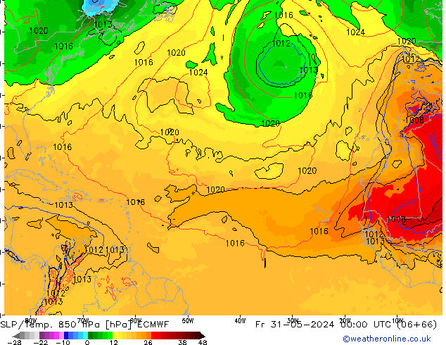 SLP/Temp. 850 hPa ECMWF Fr 31.05.2024 00 UTC