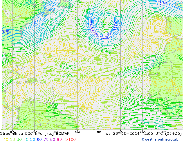 Rüzgar 500 hPa ECMWF Çar 29.05.2024 12 UTC