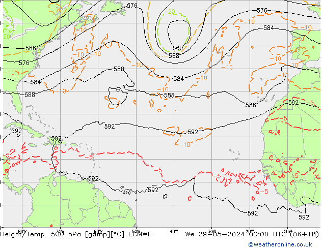 Z500/Rain (+SLP)/Z850 ECMWF We 29.05.2024 00 UTC