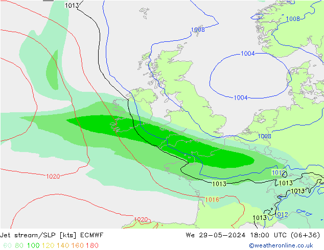 Jet stream/SLP ECMWF We 29.05.2024 18 UTC