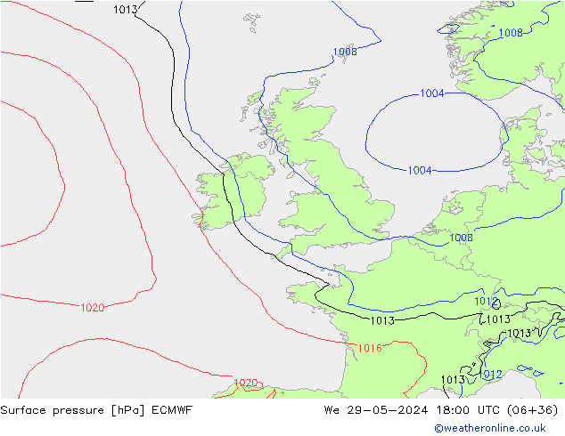 Bodendruck ECMWF Mi 29.05.2024 18 UTC