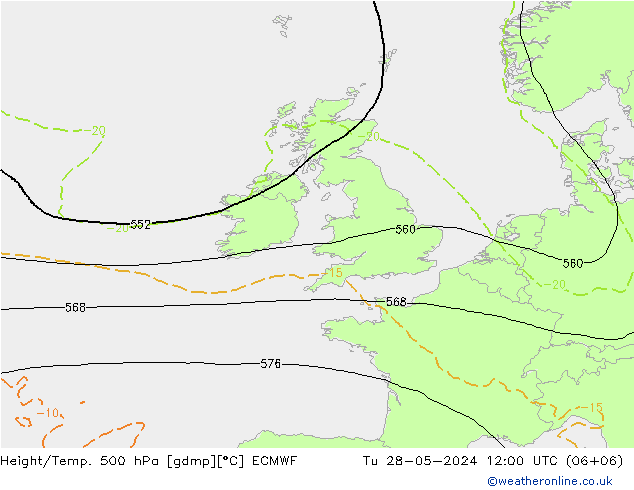 Z500/Rain (+SLP)/Z850 ECMWF Di 28.05.2024 12 UTC