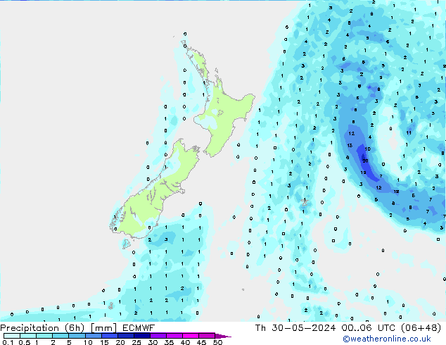 Z500/Rain (+SLP)/Z850 ECMWF Qui 30.05.2024 06 UTC