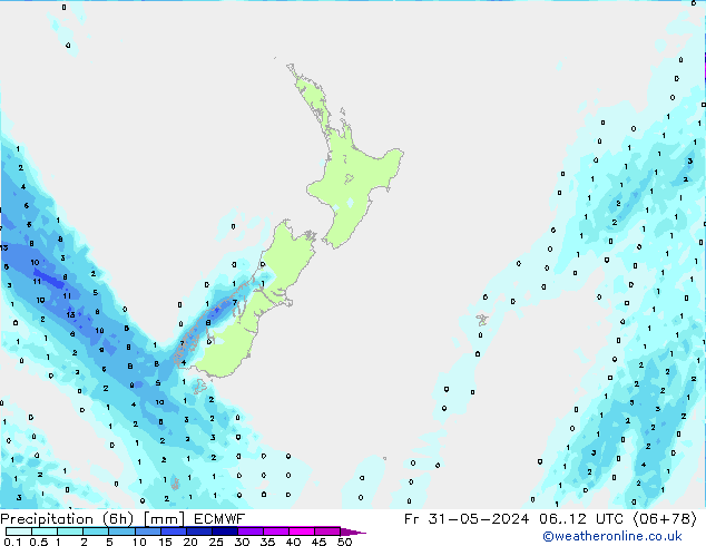 Z500/Rain (+SLP)/Z850 ECMWF Pá 31.05.2024 12 UTC