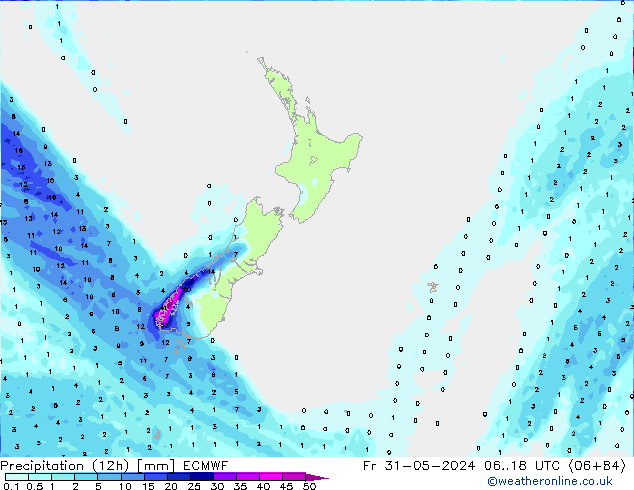 Précipitation (12h) ECMWF ven 31.05.2024 18 UTC