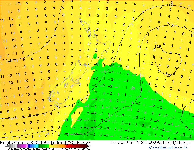 Height/Temp. 850 hPa ECMWF Th 30.05.2024 00 UTC