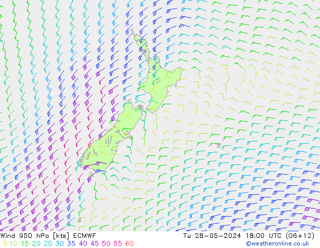 Viento 950 hPa ECMWF mar 28.05.2024 18 UTC