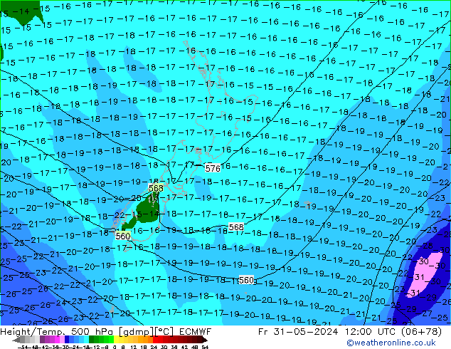 Z500/Rain (+SLP)/Z850 ECMWF Pá 31.05.2024 12 UTC