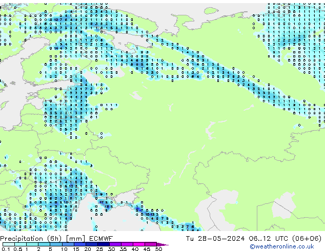 Z500/Rain (+SLP)/Z850 ECMWF Út 28.05.2024 12 UTC