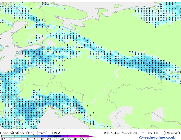 Z500/Yağmur (+YB)/Z850 ECMWF Çar 29.05.2024 18 UTC