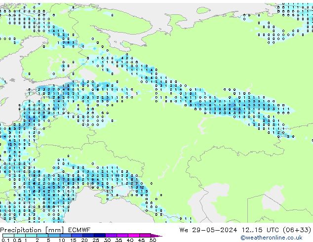 Precipitation ECMWF We 29.05.2024 15 UTC