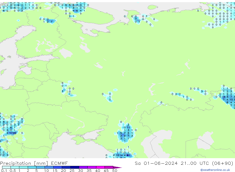 Neerslag ECMWF za 01.06.2024 00 UTC