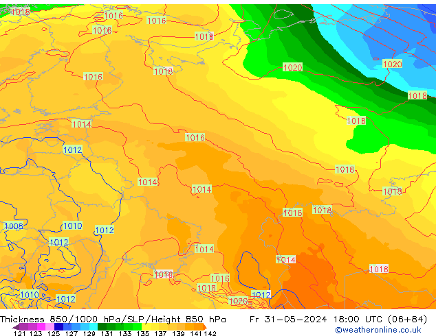 Thck 850-1000 hPa ECMWF pt. 31.05.2024 18 UTC