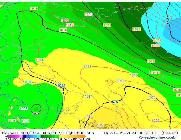 Thck 500-1000hPa ECMWF Th 30.05.2024 00 UTC