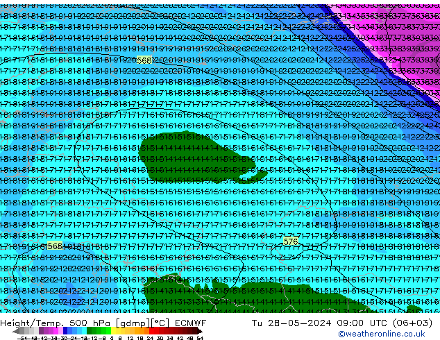 Height/Temp. 500 гПа ECMWF вт 28.05.2024 09 UTC