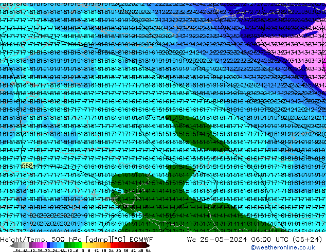 Z500/Rain (+SLP)/Z850 ECMWF We 29.05.2024 06 UTC