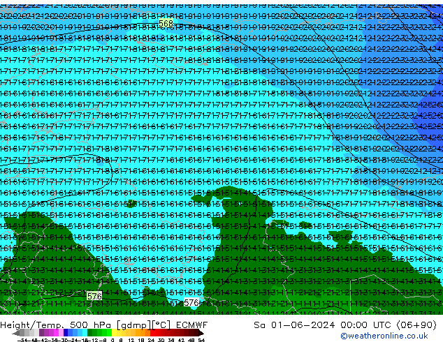 Z500/Rain (+SLP)/Z850 ECMWF sab 01.06.2024 00 UTC