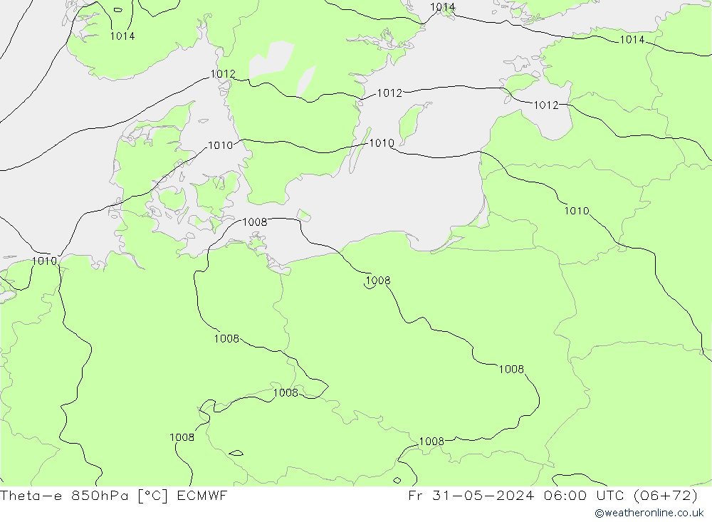 Theta-e 850hPa ECMWF  31.05.2024 06 UTC