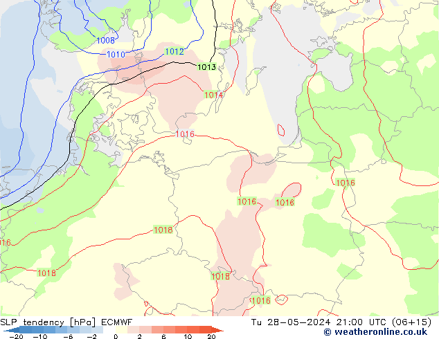 Druktendens (+/-) ECMWF di 28.05.2024 21 UTC