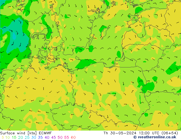 Vent 10 m ECMWF jeu 30.05.2024 12 UTC