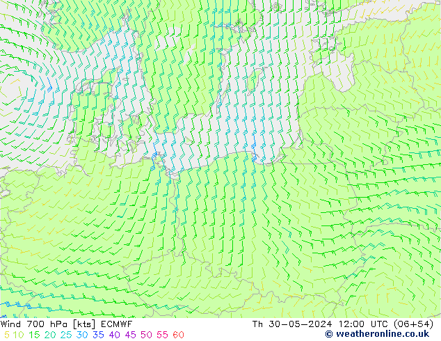 ветер 700 гПа ECMWF чт 30.05.2024 12 UTC