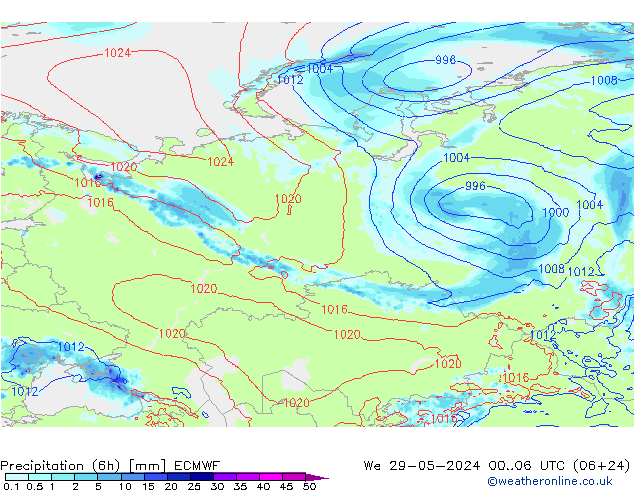 Z500/Rain (+SLP)/Z850 ECMWF mié 29.05.2024 06 UTC