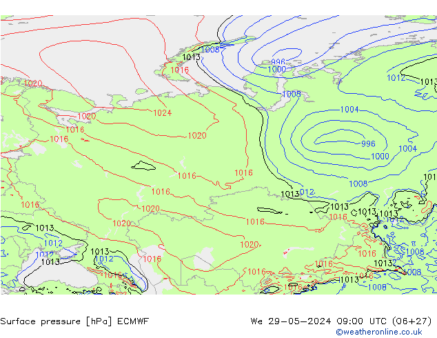 Yer basıncı ECMWF Çar 29.05.2024 09 UTC