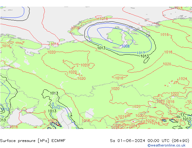 приземное давление ECMWF сб 01.06.2024 00 UTC