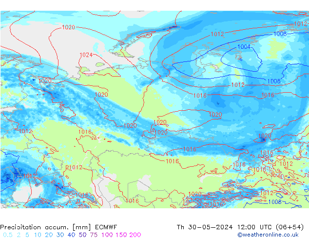 Precipitación acum. ECMWF jue 30.05.2024 12 UTC