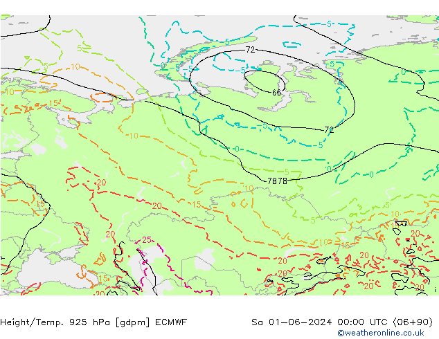 Height/Temp. 925 гПа ECMWF сб 01.06.2024 00 UTC