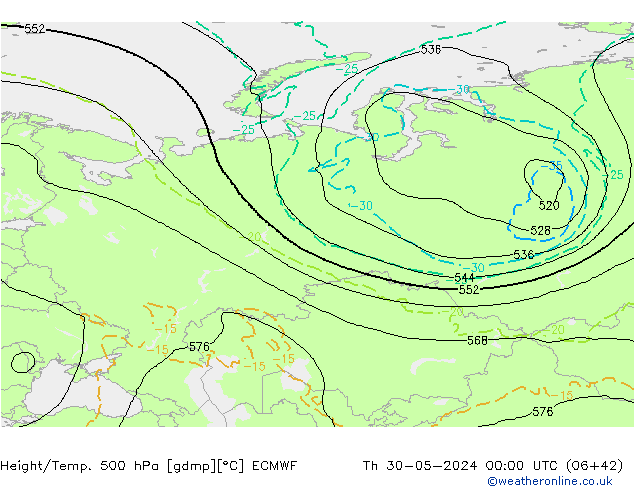 Z500/Regen(+SLP)/Z850 ECMWF do 30.05.2024 00 UTC