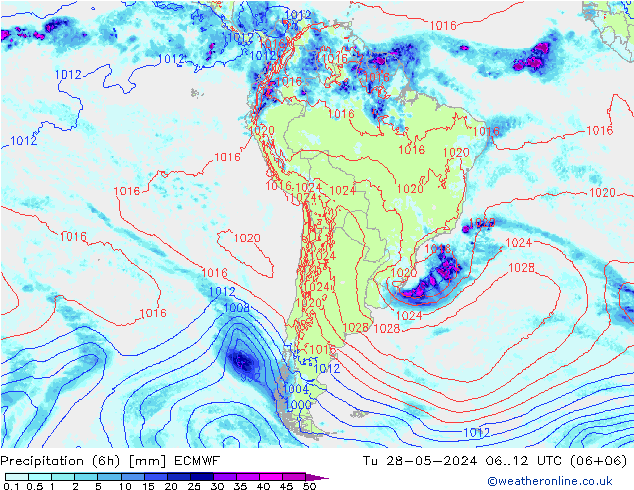 Z500/Rain (+SLP)/Z850 ECMWF mar 28.05.2024 12 UTC