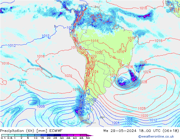 Z500/Rain (+SLP)/Z850 ECMWF Mi 29.05.2024 00 UTC